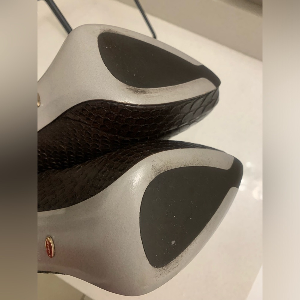 $2295 SERGIO ROSSI RARE Python Leather Dark Brown… - image 8